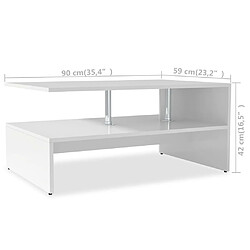 vidaXL Table basse Bois d'ingénierie 90x59x42 cm Blanc pas cher