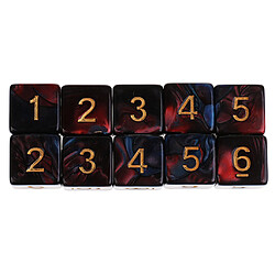 10pcs 6 sided dés d6 dés polyédriques pour les donjons et les dragons jeux de table bleu rouge