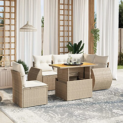 vidaXL Salon de jardin avec coussins 6 pcs beige résine tressée