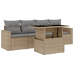 vidaXL Salon de jardin avec coussins 5 pcs beige résine tressée