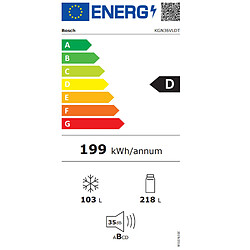 Réfrigérateur combiné 60cm 321l nofrost inox - KGN36VLDT - BOSCH