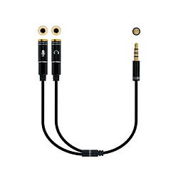 ? Câble adaptateur audio Jack 3,5-M-4 broches vers 2Xjack 3,5 mm-femelle-3 broches - 0,3 M noir