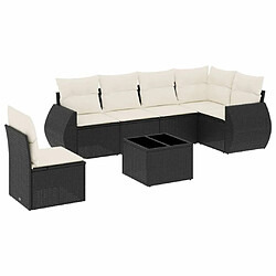 Maison Chic Ensemble Tables et chaises d'extérieur 7pcs avec coussins,Salon de jardin noir résine tressée -GKD972667