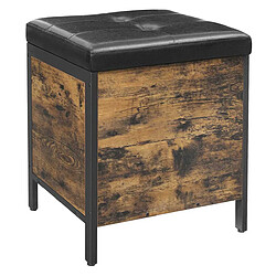 Helloshop26 Tabouret banc avec coffre de rangement siège rembourré pour entrée chambre salon cadre en acier montage simple surface en pu style industriel 50 cm marron rustique et noir 12_0002772