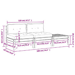 vidaXL Canapé de jardin avec coussins et repose-pied 2 places pas cher