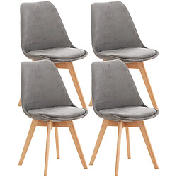 Decoshop26 Lot de 4 chaises de salle à manger design scandinave en tissu velours gris pieds bois clair CDS10385