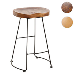 Mendler Tabouret de bar HWC-N25, chaise de bar tabouret de comptoir tabouret de cuisine, repose-pieds Industrial métal massif-bois structure 3D ~ brun 