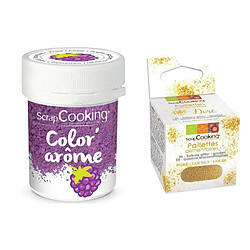 Scrapcooking Colorant alimentaire violet arôme mûre + paillettes dorées 