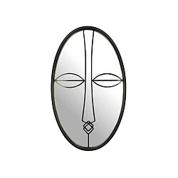 L'Héritier Du Temps Miroir Face Noir Décoration Glace Murale Ovale en Métal 3x30x50cm