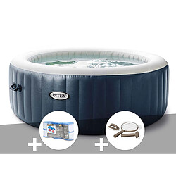 Kit spa gonflable Intex PureSpa Blue Navy rond Bulles 6 places + 6 filtres + Kit d'entretien