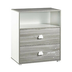 Sauthon BABYPRICE Commode a Langer Smile Chene Silex 2 Tiroirs