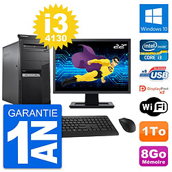 PC Tour Lenovo M83 Ecran 22" Core i3-4130 RAM 8Go Disque Dur 1To Windows 10 Wifi · Occasion 