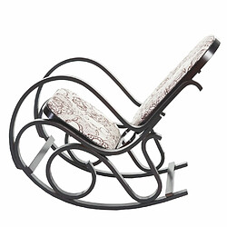 Mendler Fauteuil à bascule M41, rocking-chair en bois ~ Jacquard brun pas cher