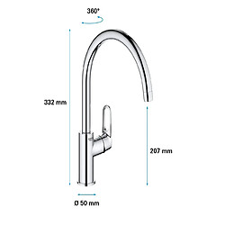 Acheter Grohe - Mitigeur d'évier chromé 360° saillie 223mm BauFlow - 31538001