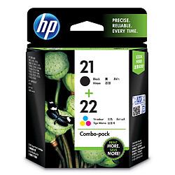 HP 21 (noir) / 22 (trois couleurs) pack de 2 cartouches d'encre authentiques