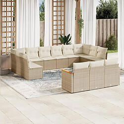 Maison Chic Salon de jardin avec coussins 13 pcs | Ensemble de Table et chaises | Mobilier d'Extérieur beige résine tressée -GKD41369