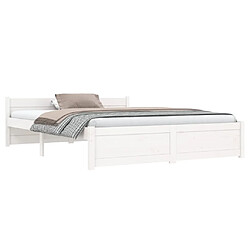 Avis vidaXL Cadre de lit sans matelas blanc bois massif 140x190 cm