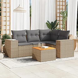 vidaXL Salon de jardin avec coussins 5 pcs beige résine tressée 