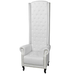 Helloshop26 Fauteuil chaise siège lounge design club sofa salon à dossier haut blanc 77 x 65 x 181 cm 1102087/3