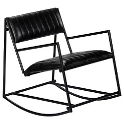 vidaXL Chaise à bascule Noir Cuir véritable