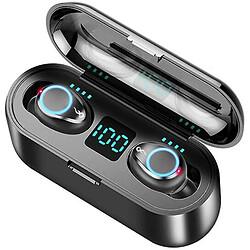 Chrono F9 TWS casque sans fil smart touch Bluetooth casque 5.0 sans fil casque intra-auriculaire avec alimentation mobile 2000 mAh(Noir) 