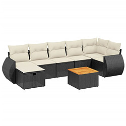 vidaXL Salon de jardin 8 pcs avec coussins noir résine tressée