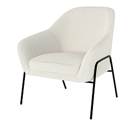 Rendez Vous Deco Fauteuil blanc Aubin effet laine bouclette 