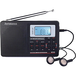 RETEKESS radio portable FM AM SW, DSP avec Minuterie Sommeil, Radio à Ondes Courtes avec Heure et Réveil noir