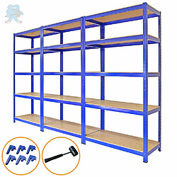 Monstershop Lot de 3 Rayonnages Bleu Monster Racking 90 x 45 cm avec connecteurs de baies