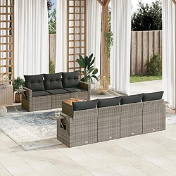 vidaXL Salon de jardin 8 pcs avec coussins gris résine tressée 