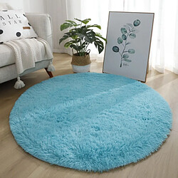 LUUCOZK Tapis à poils longs doux et moelleux pour chambre à coucher et salon - Cielbleu-100x100cm (rond)