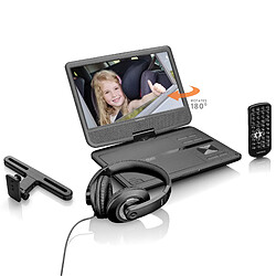 Lenco Lecteur DVD portable de 10 pouces avec connexion USB, casque et dispositif de suspension DVP-1010BK Noir