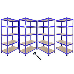 Monster Racking - 1 Rayonnage d'Angle T-Rax Bleu et 4 Rayonnages T-Rax Bleus en Acier Sans Boulons 90cm x 45cm x 180cm