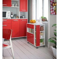 Avis Cstore ECO Desserte 2 portes 1 tiroir - Blanc et rouge - L 80 x P 39 x H 87 cm