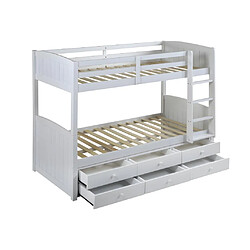 Acheter Vente-Unique Lits superposés séparables ANCHISE II - 2 x 90 x 190 cm - Avec rangements - Pin blanc + matelas