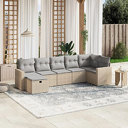 vidaXL Salon de jardin avec coussins 7pcs mélange beige résine tressée 