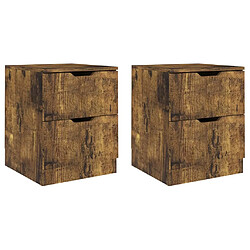 vidaXL Tables de chevet 2 pcs chêne fumé 40x40x50 cm bois d'ingénierie