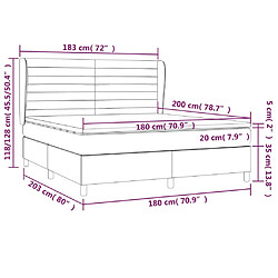 vidaXL Sommier à lattes de lit et matelas Gris clair 180x200cm Velours pas cher