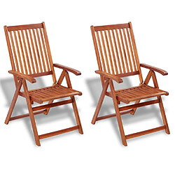 vidaXL Chaises pliables de jardin lot de 2 Bois solide d'acacia Marron