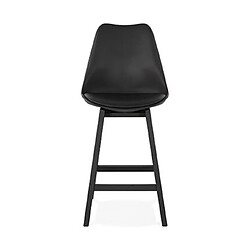 Mes Lot de 2 chaises de bar noires H65 cm avec pieds noirs - ELO