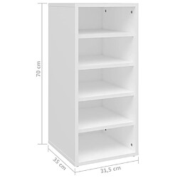 vidaXL Armoire à chaussures Blanc 31,5x35x70 cm Bois d'ingénierie pas cher