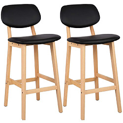 Helloshop26 Tabourets de bar en synthétique avec structure en bois set de 2 pièces noir 19_0000449