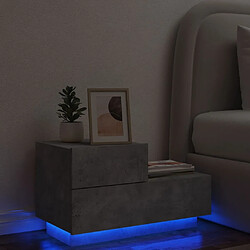 Maison Chic Table de chevet - Table de Nuit avec lumières LED gris béton 70x36x40,5 cm