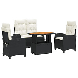 Maison Chic Ensemble à manger d'extérieur 4 pcs avec coussins,Salon de jardin noir -GKD108276