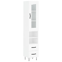 Maison Chic Buffet,Meuble de Rangement,commode pour salon,Cuisine Blanc brillant 34,5x34x180 cm Bois d'ingénierie -MN53733