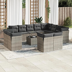 Maison Chic Salon de jardin avec coussins 13 pcs | Ensemble de Table et chaises | Mobilier d'Extérieur gris résine tressée -GKD38423