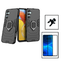 PHONECARE Kit Film Verre Trempé 5D Full Cover + Coque 3X1 Military Defender + Support Renforcé pour Samsung Galaxy F34 5G - Noir