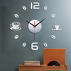 Sans cadre bricolage mur muet horloge 3D miroir Surface autocollant décor de bureau à domicile 80x80 - argent