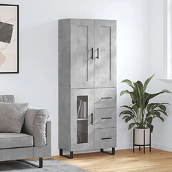 vidaXL Buffet haut Gris béton 69,5x34x180 cm Bois d'ingénierie