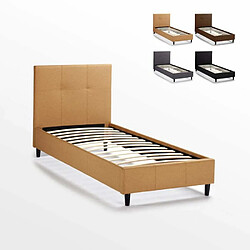 LLB LIVING LIFE BED Lit simple 1 place en tissu avec tête de lit 80x190 Lausanne Twin | Couleur: Beige 